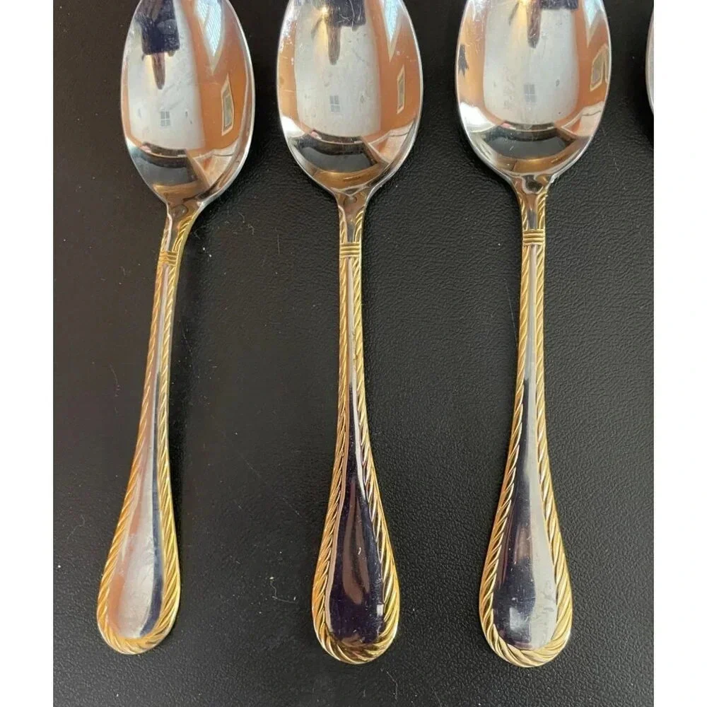 Cambridge Carlyle‎ Gold Accents Rope Stainless Tablespoons Set Of 6